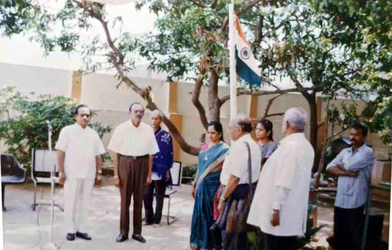 Guests and volunteers at an outdoor event